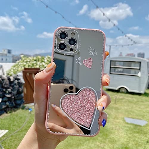Coque de téléphone miroir iPhone 13 12 11 Pro Max rose