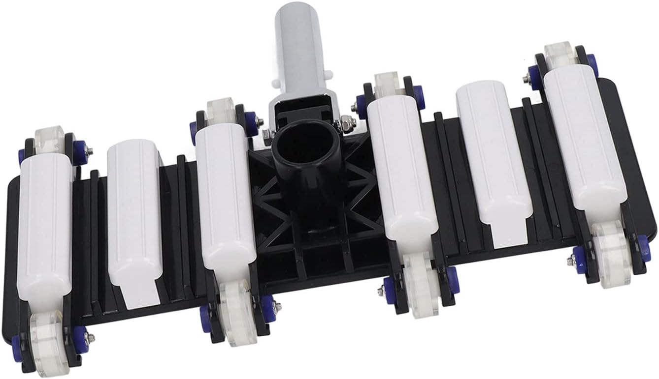 Pool Vacuum Brush Head 14in Plastic Handheld Pool Cleaning Suction Head with Wheels and Side Brushes for Swimming Pool Water Park Aquarium Fish Pond - Durable