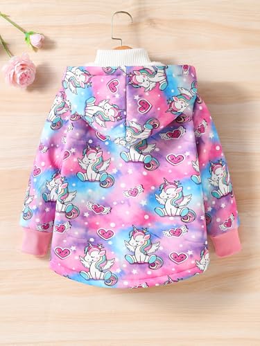 Little Girls Lined Fleece Jacket with Hood Winter Thick Warm Button Down Outerwear Cute Cartoon3