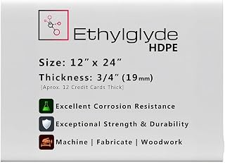 Natural HDPE Sheet. Starboard Texture, Marine Board, Cutting Board, High Density Polyethylene Plastic Sheet, DIY Project Material. Nominal Cut +(-) 1/8". Fabricated in USA. 12" x 24" (3/4" Thick)