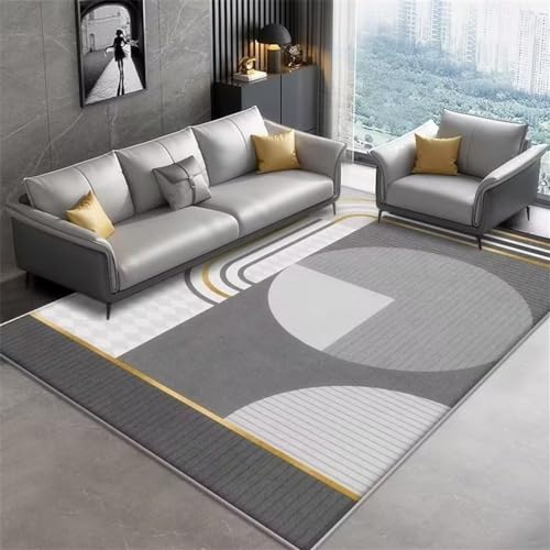 Tapis de sol gris motif géométrique abstrait de grande taille - 2