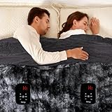 Picture of Bearhug Heated Blanket with Dual Controls Electric Heating Blankets Auto Shutoff Electric Blanket Machine Washable Overheat Protection Marble Black Queen Size 84"x 90"
