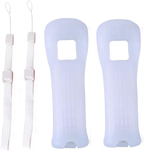 Miniatura 2 de Ambertown 2 x Funda de silicona blanca con correa para la muñeca para Nintendo Wii Remote