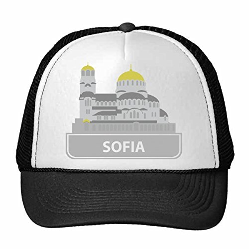 Chapeau de camionneur réglable gris à motif touristique Sofia Bulgarie avec filet en nylon