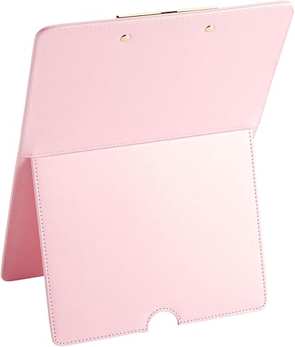 Miniatura 2 de Paper Junkie Soporte de papel para escritorio al escribir, 9 x 13 pulgadas, piel sintética rosa, soporte para portapapeles rosa con soporte y