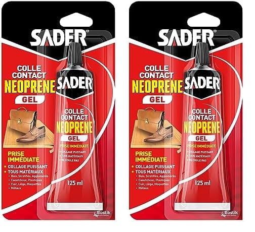 Sader Colle Contact Néoprène Gel – Colle Extra Forte Tous Matériaux – Prise Immédiate – Idéale pour Supports Poreux ou Verticaux – Transparente...