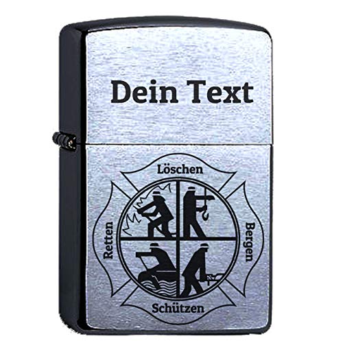 elbedruck Löschen Bergen Retten Schützen Feuerwehr mit Gravur Compatible with Zippo Dein Name personalisiert, Symbol freiwillige oder Berufsfeuerwehr Personalisieren