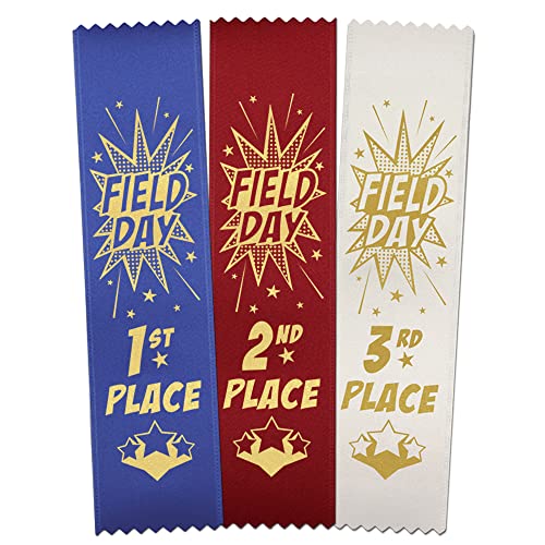 RibbonsNow School Field Day Ribbons 1st - 2nd - 3rd Place â€“ 300 Total (100 Each Place) Bookmark Style Ribbons