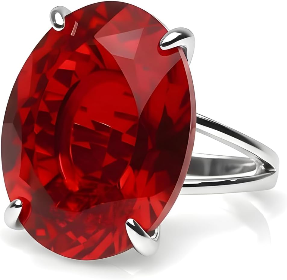 Statement Ruby Ring - Custom Big Oval Ring in 14k Gold - Bold Custom Rings for Women, Birthstone Rings, Fashion Rings - Elegant Jewelry - Choose Your Ring Size and Material