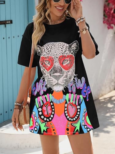 Womens Graphic T Shirts Sequined Tops Sparkly Tops for Women Rock Shirts with Crew Neck Funny Graphic Tees for Women2