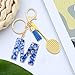 Navy Sugar Letter M keychain crystal blue with badminton racket keyring, suitable for women, men backpack handbag pendant