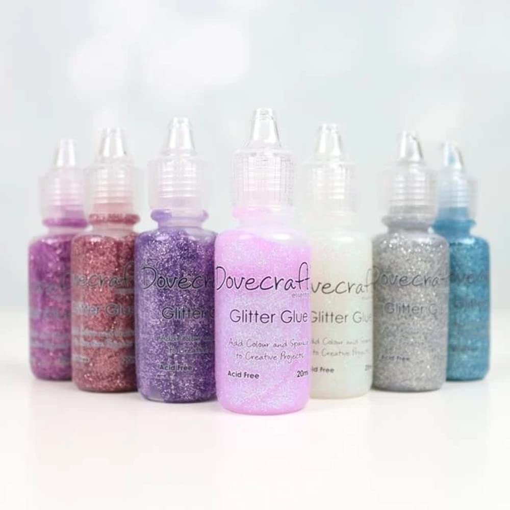 Dovecraft Glitter Glue Pastels - Pack of 7 x 20ml Each by Simply Sew Crafty™