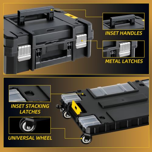 Image of TLGREEN Stackable Rolling Tool Box with Wheels - 5-in-1 Modular Tool Organizer System, Portable Tool Box with Drawers for Garage Storage, Home Repairs & Professional Workshop