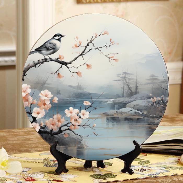 Cactus 10-inch Ceramic Plate for Wall Display or Tabletop, with Stand & Hook DP-037520331