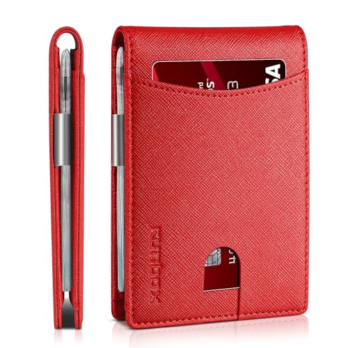 RUNBOX Money Clip Slim Wallets for Men RFID Blocking 11 Card Holder Minimalist Small Leather Bifold...