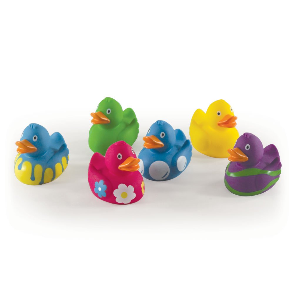 Luvable Friends Printed Rubber Ducks, Pink, 6-Count