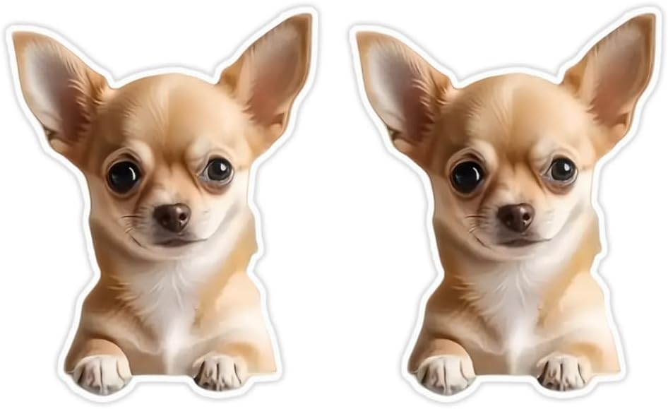 2pcs Adorable Chihuahua Peeking Car Stickers 4.53"x5.91", Waterproof Cartoon Dog Vinyl Decals, for Cars, Laptops, Trucks, Windows, and Walls, Decorative Exterior Accessories |#AZ224 - Image 3