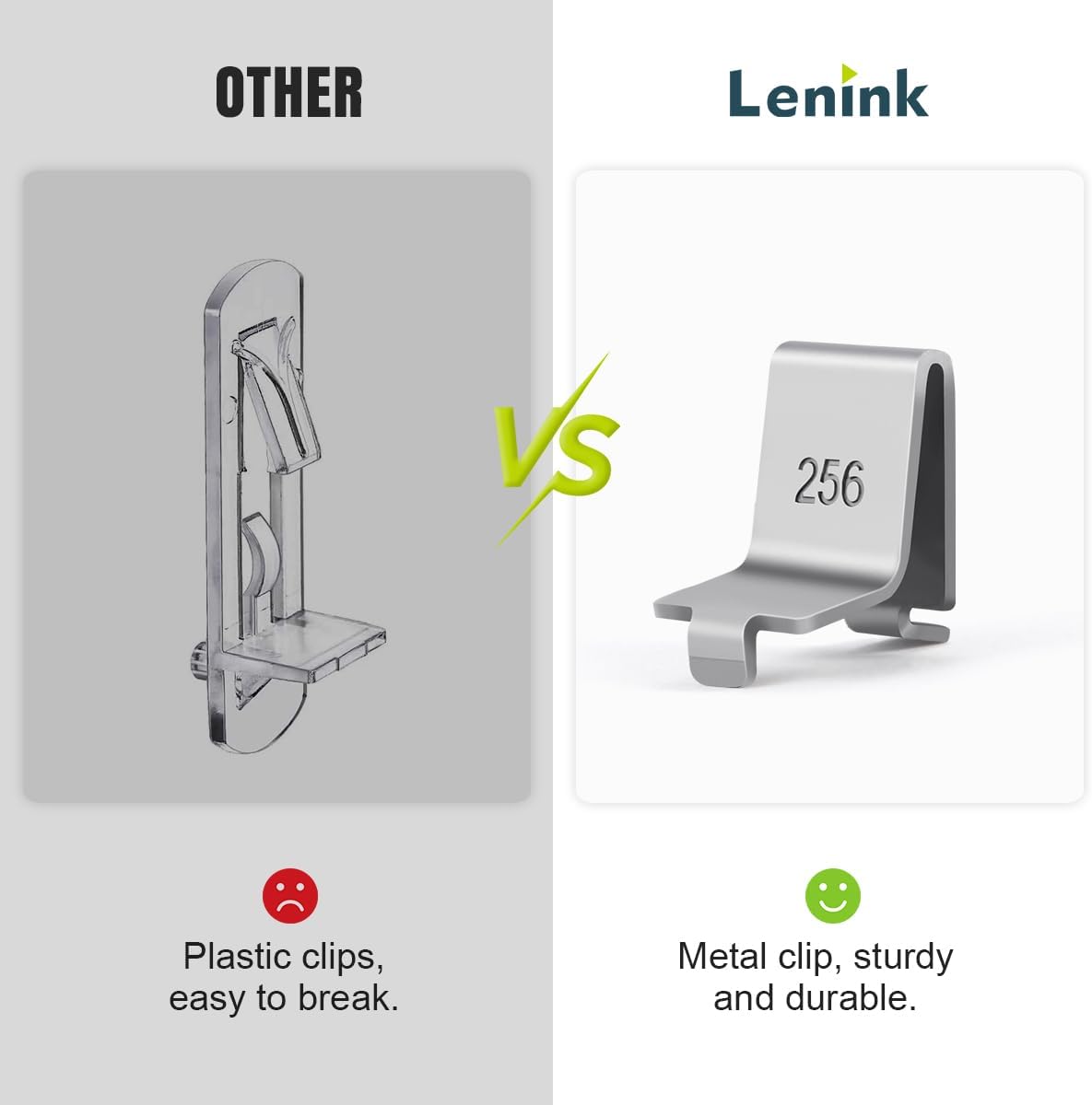 Lenink 28 Piece 256P-ZC Adjustable Pilaster Shelf Clip Shelving Brackets Clips for Metal and Wood Shelving