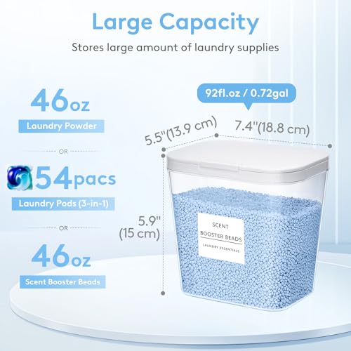 Lifewit 2700 ml/0.72gal Wäsche Pods Behälter mit Druckverschluss, Waschpulver Aufbewahrungsbox mit Etikette und Löffel, Waschmittelbox, Waschmittel Aufbewahrung für Pulver Perle Duft Booster, 3 Stück
