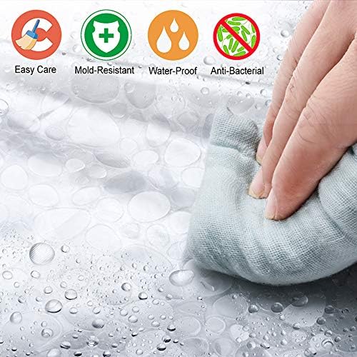 LEMON CLOUD Shower Curtain 183x183cm Cobblestone Pattern Mould Proof Resistant PEVA Waterproof Weighted Hem Bathroom Curtains with 3 Magnets with 12 White Plastic Hooks