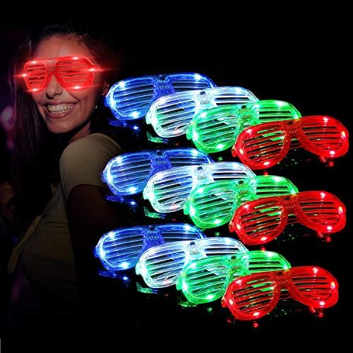 M.best Unisex Fashion Plastic Glow LED Light Up Shades Glasses for Christmas Halloween Wild Clubbing Birthday Party (Set of 12)