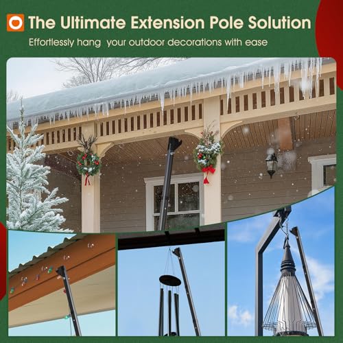 addlon 4 Pack 10FT String Light Poles for Outside Heavy-Duty, Bend & Break Resistant, Rust-Proof Waterproof Outdoor Poles for Hanging String Lights for Patio, Garden, Bistro, Wedding, Parties - Black by addlon - Image 6