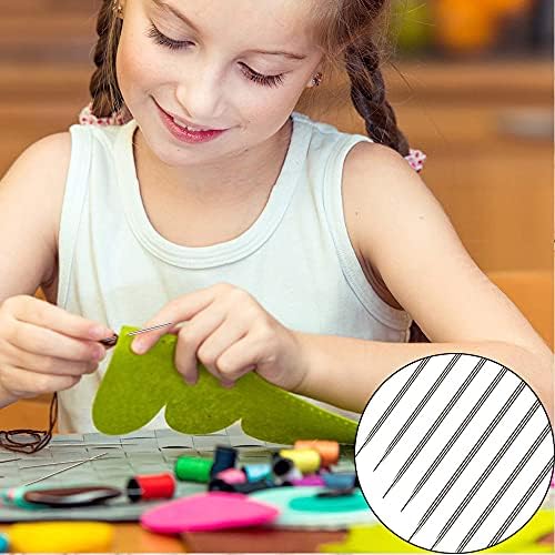 Her Kindness Self Threading Needles, 12 Pcs Large Eye Side Hanging Self Threading Needles, Stainless Steel Hand Sewing Darning Embroidery Pins, with Wood Sewing Needle Case