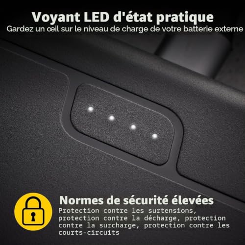 Intenso B10000 Power Bank 10 000 mAh, USB-C & 2 x USB-A | 12 W pour iPhone et smartphone, design compact avec indicateur LED, adapté pour bagage à main, testé en Allemagne