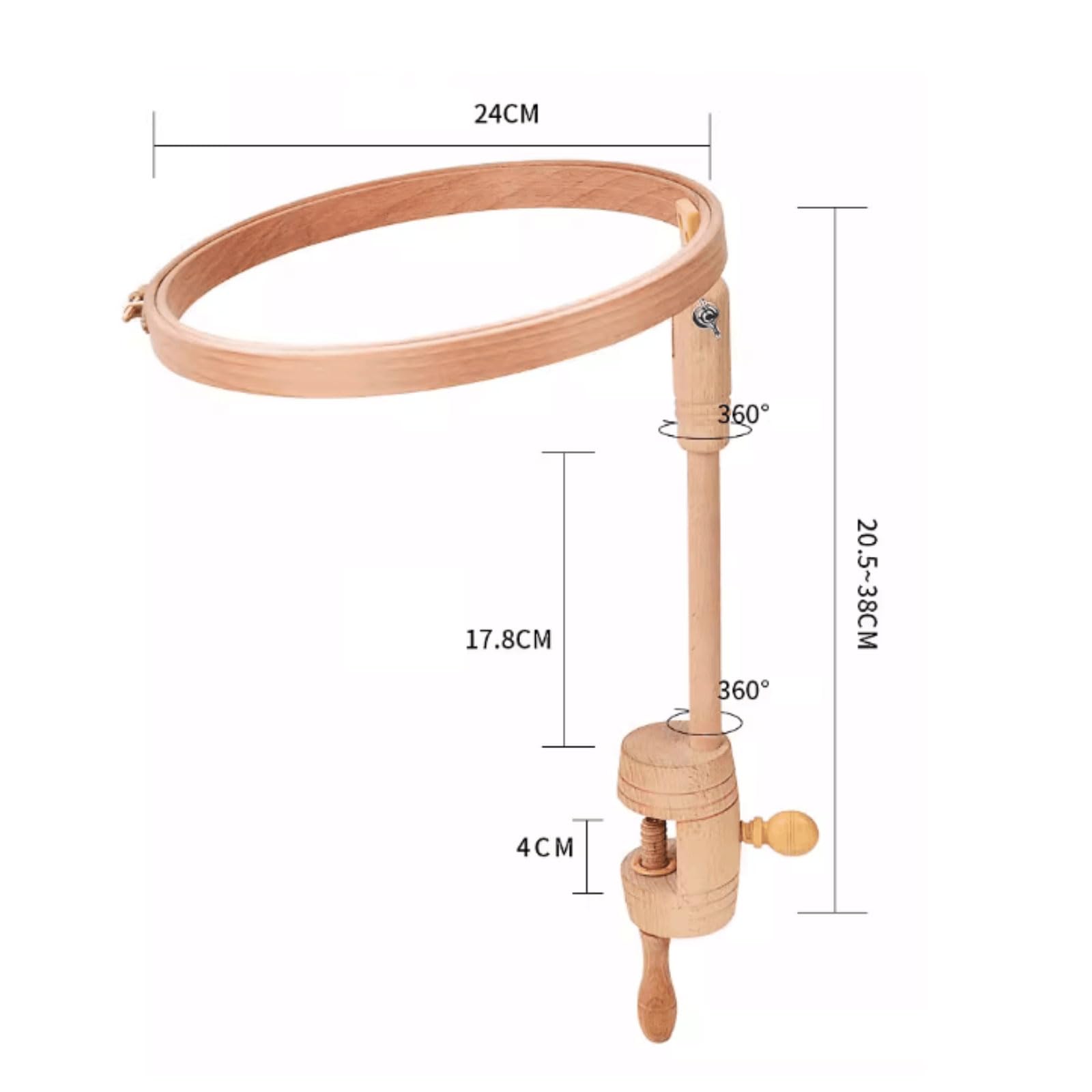 Soporte de bordado Aro de bordado de madera de haya, herramienta auxiliar de bordado con marco de bordado para mesa, Clip adecuado para entusiastas del bordado Punto de cruz