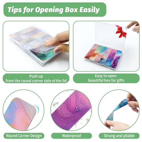 72 Pieces Anxiety Sensory Stickers with Storage Box - Sensory Stickers 2 Textured Surface - Fidget Strips for Office Desk Adult Stress (Marble) - Image 3