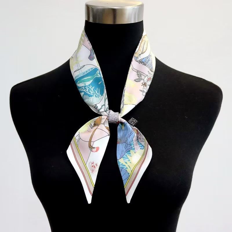 100% Mulberry Silk Scarf for Handbags & Purses, 2Pcs 2''x35'' Hair Ribbon Skinny Neck Scarves for Women - Image 5