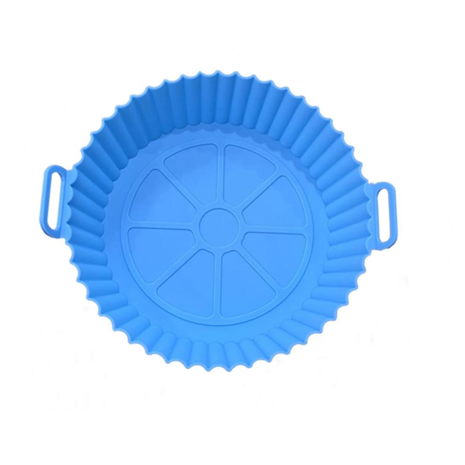 Clazkit Air Fryer Liners I Round Silicone Basket Baking Tray I Pot with Ear Handles I Nonstick Reusable Heat Resistant I Cooking Oven Insert Accessories – Multicolor (8 inch, Pack of 1)