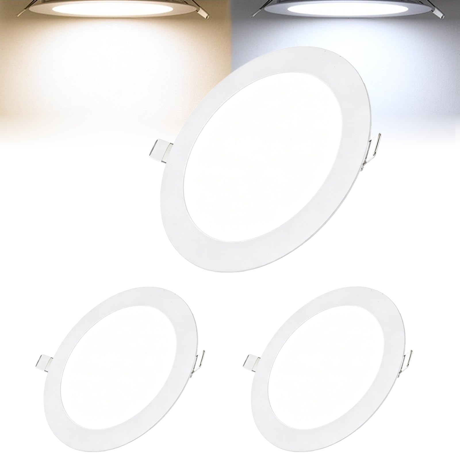 Tashace 12W Ultra Thin Round LED Recessed Flat Panel Ceiling Downlight(Neutral Light,3pack)