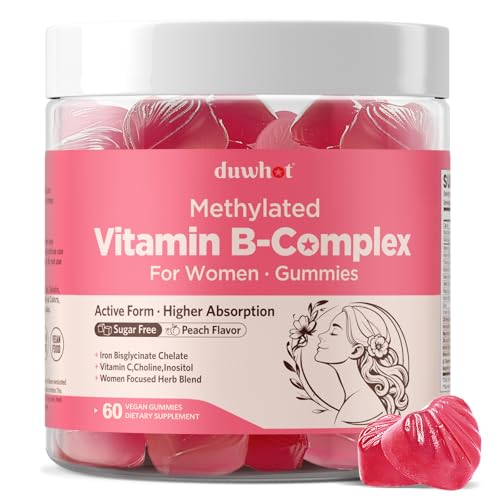 duwhot methylated B complex gummies for women and teen girls — showing the 60 count bottle with iron 18mg
