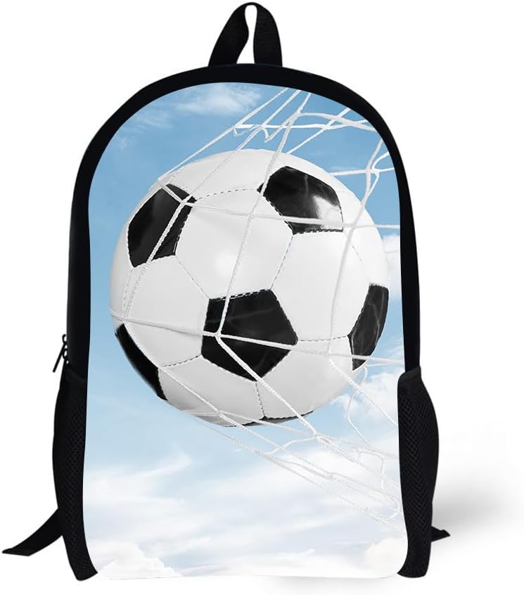 School Backpack，for Age 6-16 Boys with Pencil Bag Combustion Football Design
