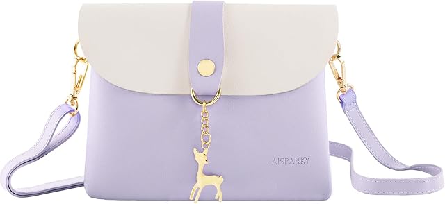 AISPARKY Small Crossbody Purse, PU Leather Small Purse for Girls With Pendant With Strap/Gold Chain Strap