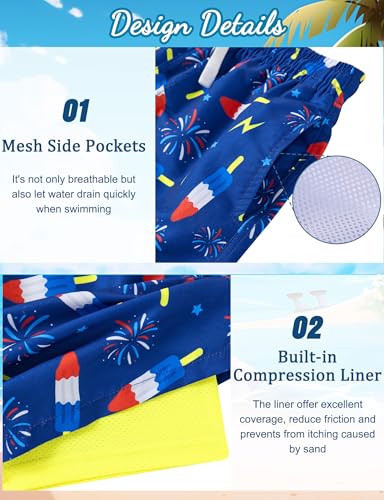 ZenGents American Flag Swim Swimming Trunks Boys Size 16 18 20 4th of July Swimsuit Board Short Youth Teen Boy's Kids Patriotic USA Bathing Suit Swimwear — view 2