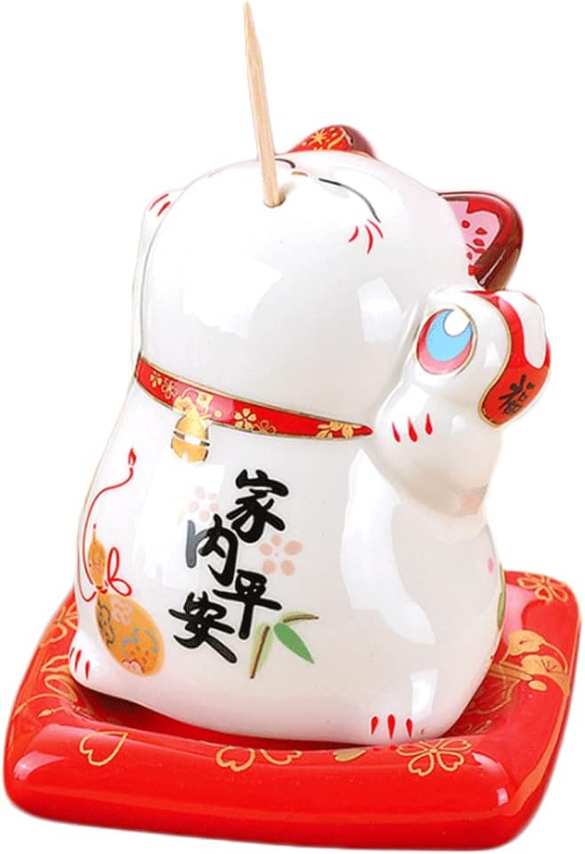 Fashion Ceramic Toothpick Holder with Lid Toothpick Holders Container Kitten Toothpick Holder Dispenser Cute Toothpicks Container Chic
