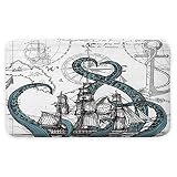 Uokiuki Nautical Bath Mat, Kraken Octopus Bath Rug, Non Slip Bathroom Rug, Pirate Ship and Anchor Bathroom Decor 17x29 Inch