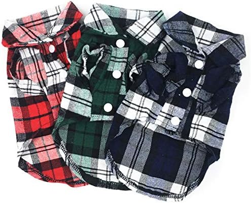 Pack 3colors Pet Basic Plaid Shirt All Breeds Dog Clothes Small Dog Plaid Polo Shirt Medium Dog Shirt Large Dog Shirt Cat T-Shirt for All Seasons