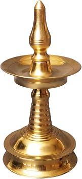 Spillbox Traditional Brass Kerala Kuthu villaku Diya for Puja | Lord Ayyappan Vilakku|Pooja Aarti|Arti Deepak Deepam Oil Lamp for Home Temple [Weight125g]-Kerala Nila Villakku4.5inch