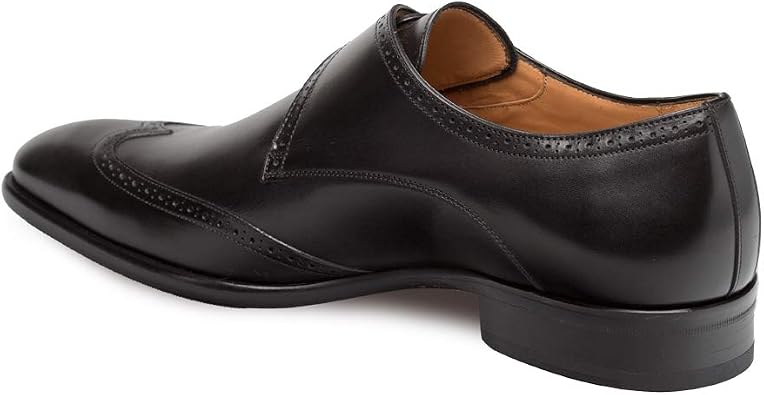Mezlan - Forest - Men's Wing Tip Monk Strap - Hand-Burnished European Calfskin with Saddle Shoe Accents - Handcrafted in Spain
