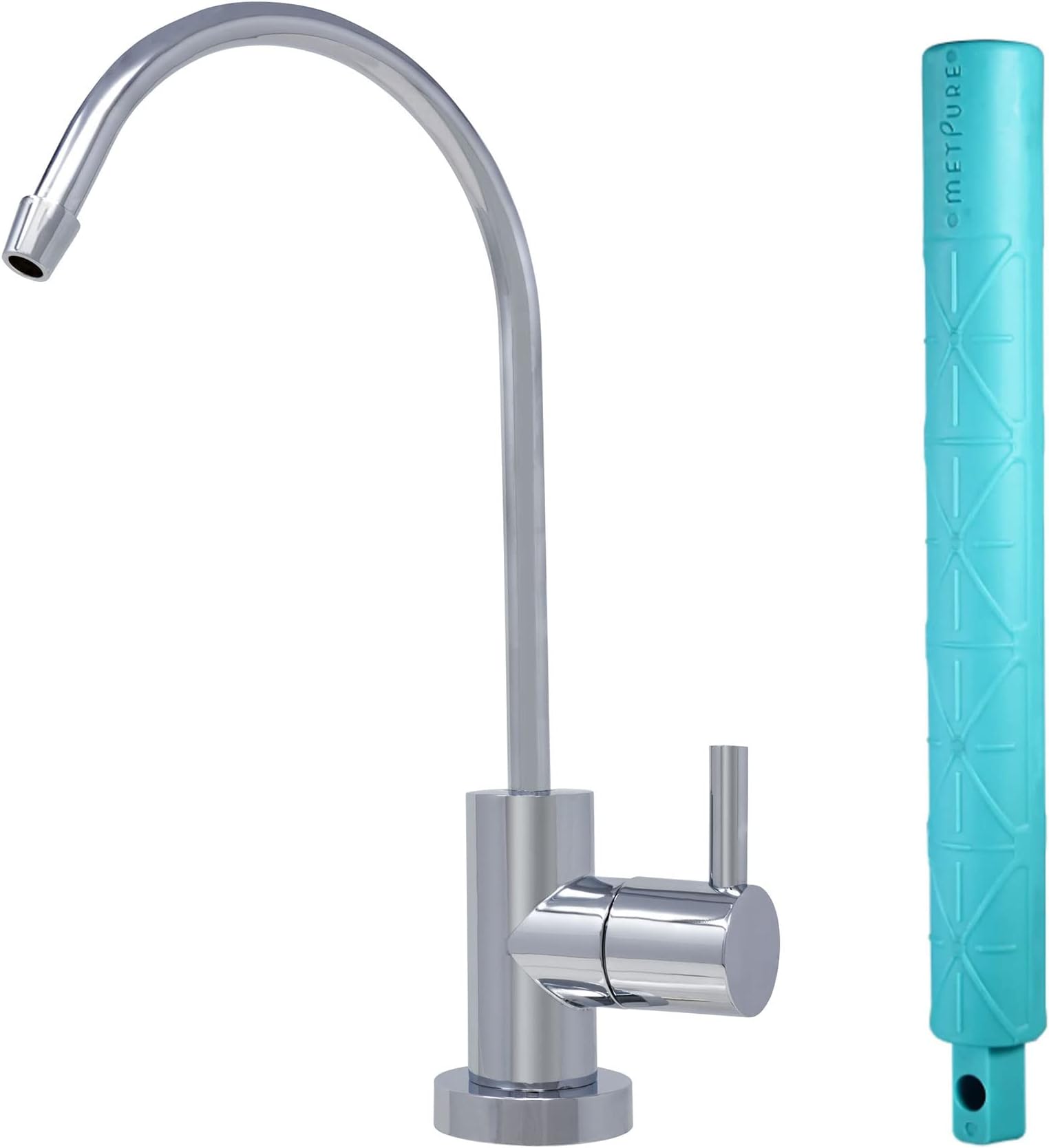 Metpure Non-airgap NSF Certified RO Faucet Reverse Osmosis Drinking Water Filtration System Water Dispenser Spout (Chrome). Euro Style with Faucet Wrench.