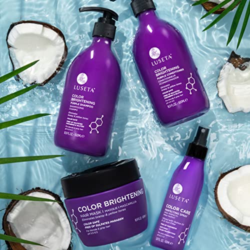 Luseta Color Brightening Complete Haircare Set For Blonde And Gray Hair, Purple Shampoo & Conditioner With Hair Spray & Hair Mask To Help Nourish, Moisturize And Condition Hair, 4 Piece Set #TOP3