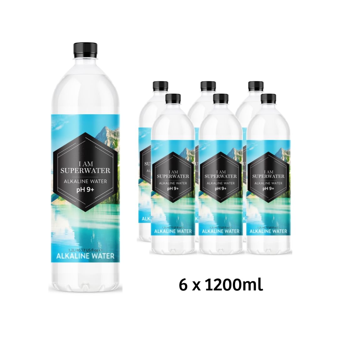 Agua alcalina pH 9.4 (básica) – 1000 ml 6-pack I am Superwater x 3 (total 18 botellas/3 bandejas)
