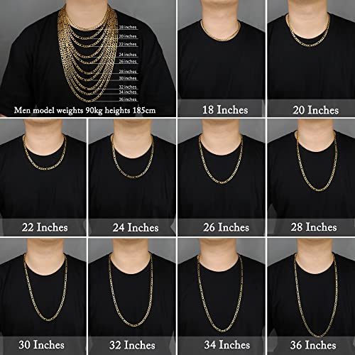 18K Real Gold Gold Chain Necklace for Men & Women 7.5MM Stainless Steel Figaro Chains 22 Inches by Monily - Used condition - Image 5