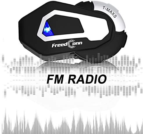 FreedConn Motocycle Helmet Waterproof Wireless Bluetooth Headset TMAX-S with L3 Remote Controller/FM Radio/1000M Intercom/6 Riders Intercom/Moto Biking & Skiiing/ + Boots Protector