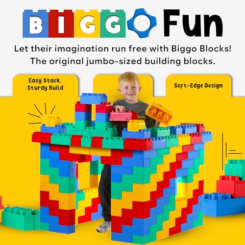 Big Blocks for Kids Ages 4-8 — Indoor & Outdoor Blocks for Kids Games — Large Building Blocks (192 pc) Jumbo Set