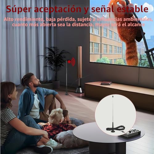 Miniatura 6 de Antena Fm Dab Interior Telescópica Digital Con Base Magnética, Conector Tipo F, Cable De 3m, 88-108 Mhz, 170-230 Mhz, 470-862 Mhz, Instalación Plug And Play Para Tv Y Radio De Alta Fidelidad