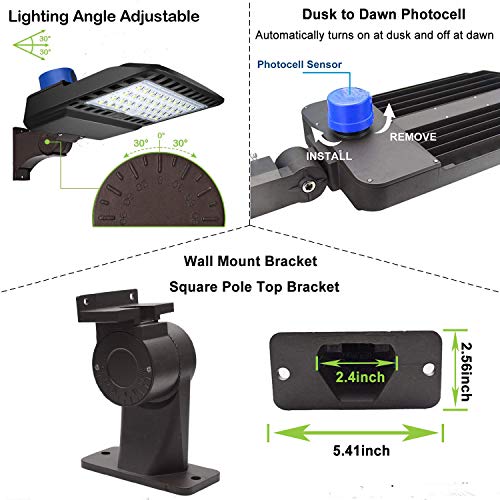 Ledmo Led Parking Lot Lights 19500Lm - [500W Hid/Hps Replacement] Adjustable Led Shoebox Street Pole With Dusk To Dawn Photocell Slip Fitter Commercial Area Yard Lighting 5000K 150W 4 Pack #TOP1